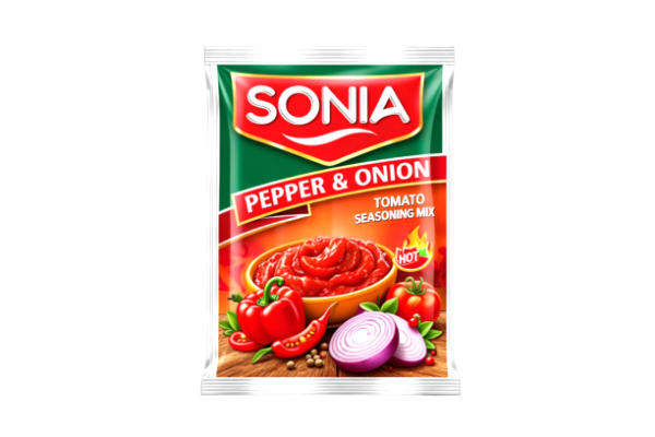 sonia tomato mix pepper & onions – carton (50 sachets × 50g)